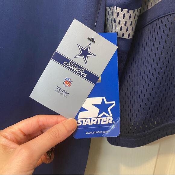 NFL Dallas Cowboys Jersey Starter Mesh Top Lace Up Neckline Blue White Large NWT - Picture 6 of 8